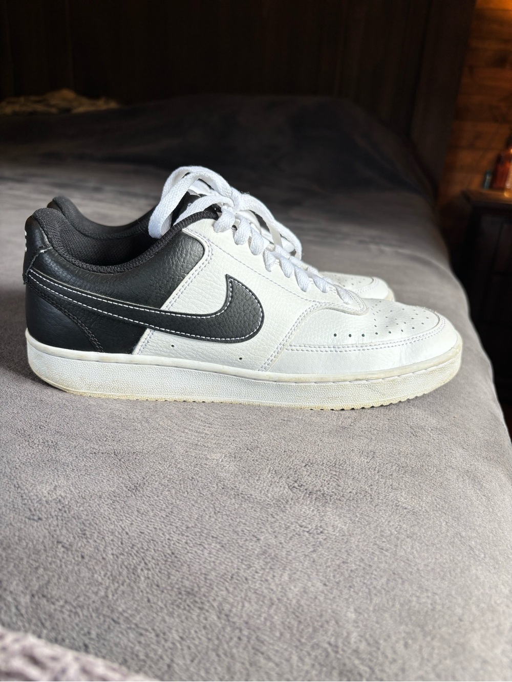 Nike women’s court vision low sneakers, size 9, black & white